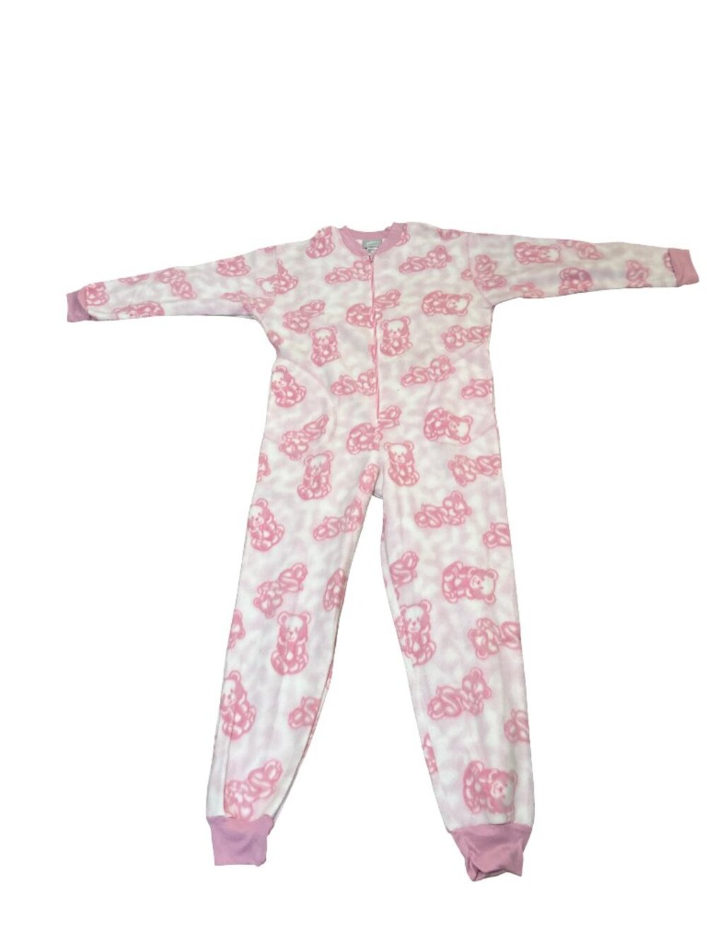 Vintage 90s Blair Womens S Teddy Bear Zip Front Fleece Jumpsuit Pajama Sleeper